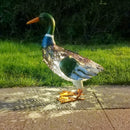 Estatuilla de pato de metal con energía solar, señuelo de garza con pátina, decoración resistente a la oxidación para jardín, hogar, oficina y fiestas temáticas, esculturas de grulla, decoración de escenas y festivales