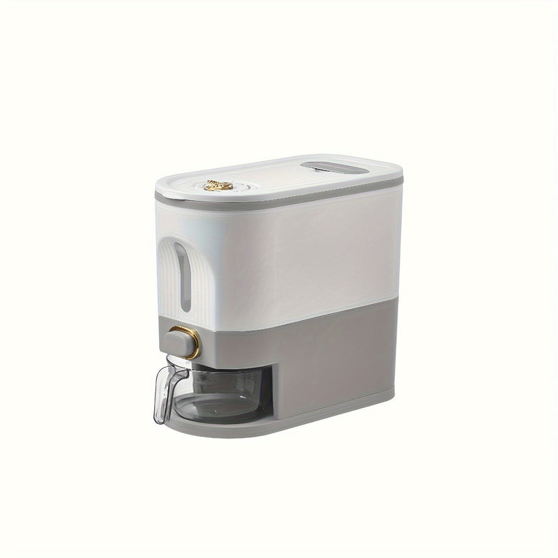 Dispensador Automático de Arroz, Contenedor de Almacenamiento de Alimentos Rectangular de Plástico con Cierre de Tapa Abatible, Reutilizable, a Prueba de Insectos y Humedad, Organizador de Cocina Multiusos para Granos y Artículos Diversos