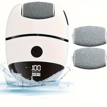 Amoladora Eléctrica Recargable para Pies con 3 Cabezales Reemplazables - Exfoliador USB Beige Claro, Herramienta Portátil para Talones y Plantas, Diseño de Plástico Duradero - Regalo Ideal para Navidad, Halloween, San Valentín, Accesorio de Pedicura, Dis