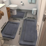 Juego de 3 alfombras de baño súper absorbentes, antideslizantes, suaves y cómodas, densidad de esponja 25D, para bañera o ducha, decoración para baño y hogar