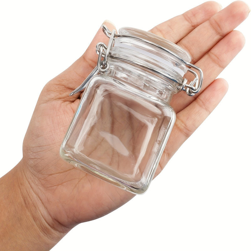8 frascos de vidrio cuadrados de 100 ml con tapas de metal, reutilizables, ideales para almacenar alimentos, granos, especias y mermelada, perfectos para organizar la cocina