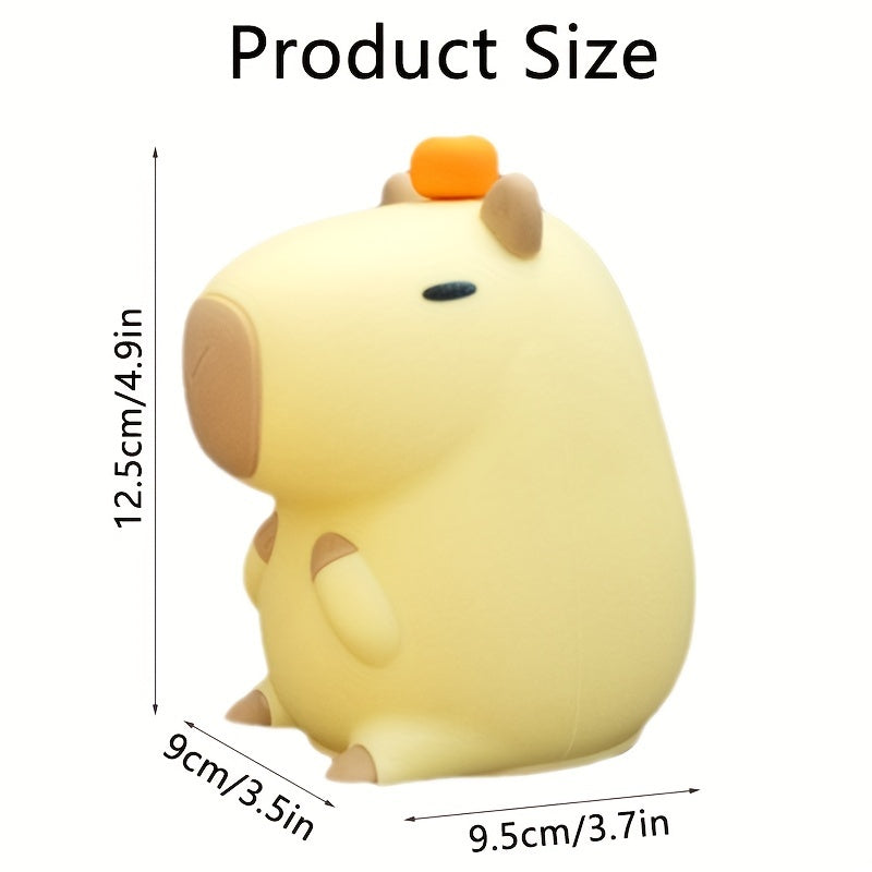 Lámpara de Noche con Temática de Animales Moderna Capybara con Control Táctil y Función de Temporizador - Batería de Litio Recargable USB de 1200mAh, Sombrilla de Plástico Portátil, Ideal para Diversos Cuartos, Regalo Perfecto (Paquete de 1)
