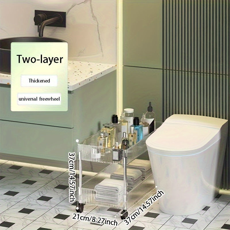 Carrito de Almacenamiento Rodante Versátil de 1 Pieza - Plástico Transparente y Acero Inoxidable, Organizador Multinivel con Ruedas para Cocina, Baño y Lavabo - Diseño Elegante de Almacenamiento Abierto, No Necesita Energía, Organizadores y Almacenamient