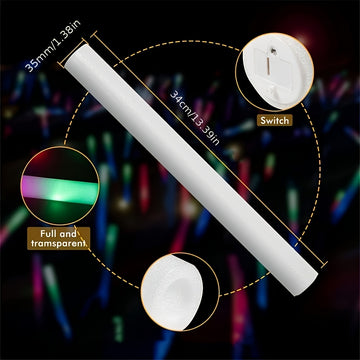 Conjunto de varillas fluorescentes de espuma con 3 modos de luz LED, 49 piezas, 34 cm/13.4 pulgadas, para fiestas en la oscuridad, bodas, cumpleaños, conciertos y Navidad/Halloween