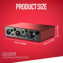 Interfaz de Audio AMACEX X2 para Grabación en PC, Podcasting y Streaming - Plug & Play, Silenciosa, Alimentada por USB con Conector de Monitor de 6.5mm, Controles de Volumen, Ideal para Músicos y Creadores de Contenido, Roja