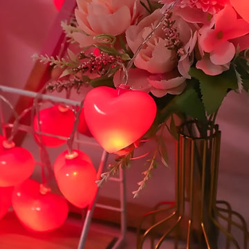 1 juego de cadena de luces LED románticas en forma de corazón - alimentada por batería, 150 cm / 59.06 pulgadas / 10 LED elección perfecta para el Día de San Valentín y propuesta de matrimonio, luz ambiental para la habitación, sin batería