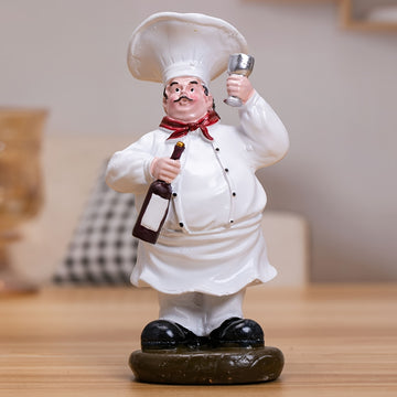 1 Unidad, Botella De Vino Decoración Resina Chef Estatuilla Escultura Miniatura Navidad Cocina Mesa Restaurante Adornos Decoración Para La Decoración Del Hogar
