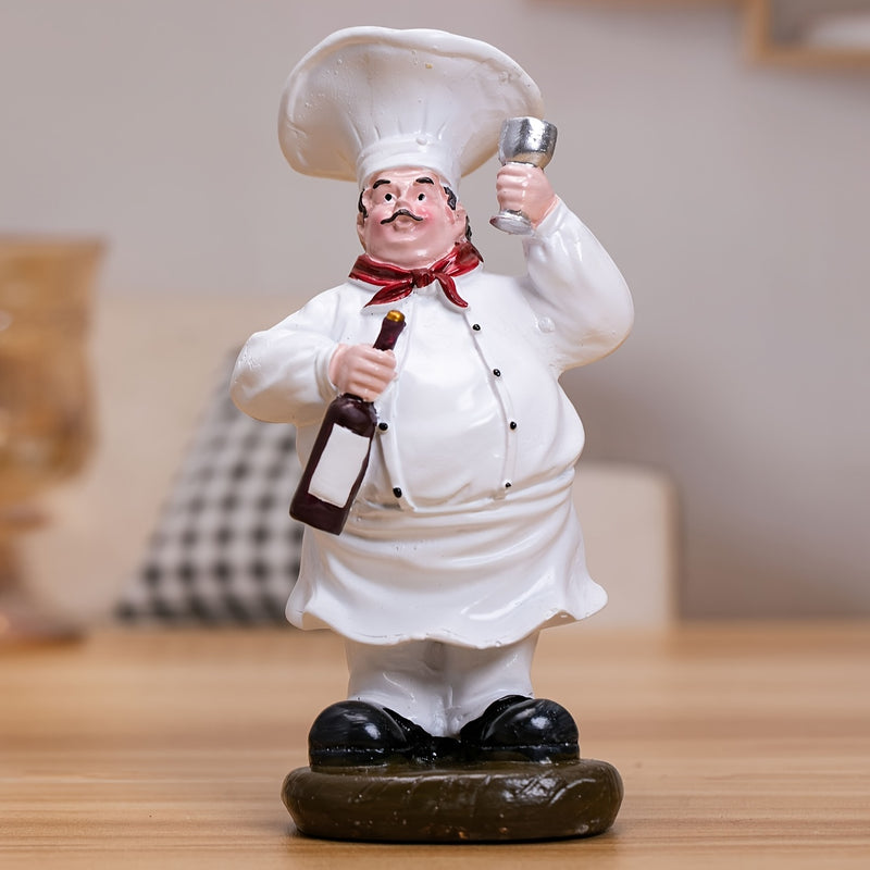 1 Unidad, Botella De Vino Decoración Resina Chef Estatuilla Escultura Miniatura Navidad Cocina Mesa Restaurante Adornos Decoración Para La Decoración Del Hogar