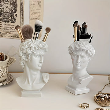 Soporte para Auriculares de Estatua Artística Creativa, Decoración de Escritorio para Oficina o Dormitorio, Adorno de Mesa con Forma de Cabeza, Soporte para Bolígrafos en Resina Sintética Ligera y Anticaída