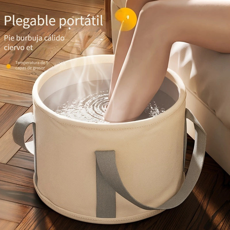 Bañera Portátil Hipoalergénica para Remojo de Pies con Capa Aislante de Aluminio - Plegable, Sin Necesidad de Energía Eléctrica, Cubeta Multiusos para Uso en Casa y Residencias Estudiantiles