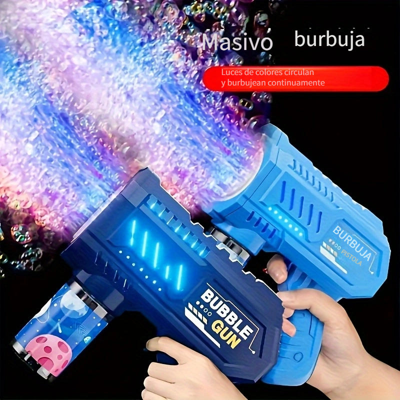 Pistola de burbujas LED - Máquina de burbujas eléctrica, ideal para fiestas al aire libre, bodas, jardines, playas y diversión en la piscina - Máquina de burbujas luminosa totalmente automática LVD, perfecta para festivales y regalos de cumpleaños. Pilas