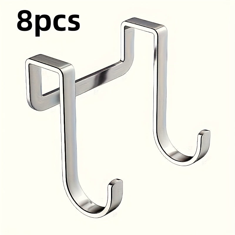 1 gancho de acero inoxidable en forma de S, gancho resistente para puerta sin taladro con acabado pulido, organizador multiusos para cocina, sala o habitación, ideal para colgar llaves, toallas, bolsas y más, ganchos utilitarios