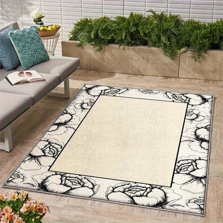 Siete Ciervos Alfombra de Exterior de Veludo Ultra Suave - Antideslizante, Lavable en Máquina, Diseño Geométrico para Acampar y Patio - Alfombra de Poliéster Ligera y Duradera en Tamaños Múltiples, Alfombra de Acampar