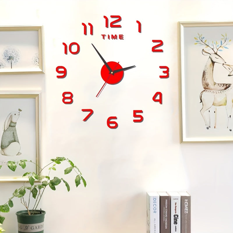 Reloj de pared silencioso minimalista moderno - Reloj artístico creativo de bricolaje redondo acrílico, estilo nórdico para sala de estar, funciona con pilas AA, corona plana sin tictac, 1 pila seca (pila no incluida)