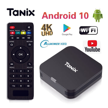 TUOGTCI Android Mini TV Box con procesador Allwinner H313 de 4 núcleos, Android 10.0, 4K Ultra HD a 60 FPS, diseño compacto para ahorrar espacio, control remoto, USB, resolución de 720p, negro