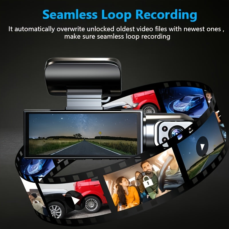 Grabadora de doble cámara para coche, frontal 1080P, trasera 720P, función de visión nocturna, grabación en bucle, disponible con o sin tarjeta de memoria, ideal para automóviles