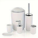 6pcs/set Artículos De Baño, Juego De Cepillo De Inodoro, Portacepillos De Dientes, Cepillo De Inodoro, Papelera, Botella De Champú, Vaso Para Cepillo De Dientes