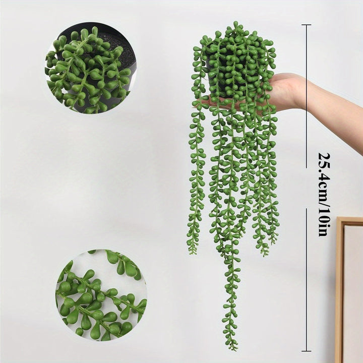 2 piezas de plantas suculentas artificiales con perlas - Plantas colgantes falsas para decoración interior y exterior, fáciles de crecer, ideales para fiestas de bodas en el hogar y la oficina, uso todo el año, no se necesita recipiente, regalo de bienve