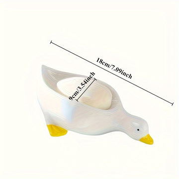 Adorable jabonera en forma de pato autodrenante - Diseño de cascada, accesorio de baño de plástico fácil de limpiar, perfecto para almacenamiento elegante, accesorio de ducha | Diseño de cascada | Diseño de pato