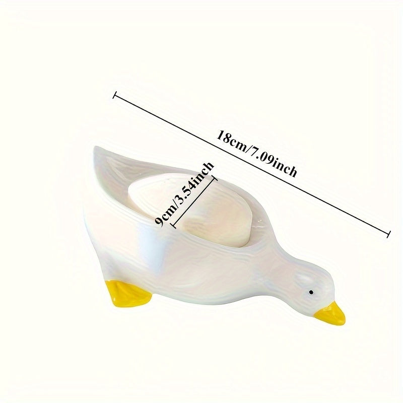 Adorable jabonera en forma de pato autodrenante - Diseño de cascada, accesorio de baño de plástico fácil de limpiar, perfecto para almacenamiento elegante, accesorio de ducha | Diseño de cascada | Diseño de pato