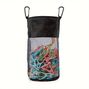 1 Pieza, Bolsa De Almacenamiento De Tela Con Clip De Malla Con Mosquetones, Organizador Colgante De Pared O Armario De Gran Capacidad, Para Suministros De Oficina Y Hogar