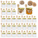 Tarros de Miel de Vidrio Hexagonal Miniatura de 1.5 Onzas, Disponibles en Conjuntos de 20, 30, 50 o 60, Incluyen una Cuchara, Símbolo de Abeja y Tarjeta de Agradecimiento - Tarros con Tapa Dorada, Perfectos para Regalos de Bebé, Bodas y Fiestas.