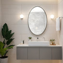 Espejo de tocador ovalado dorado/negro con marco de metal - Montaje en pared, espejo de aluminio pulido para vestir, dormitorio o decoración de sala de estar - Colgando horizontal o verticalmente, decoración de pared con espejo