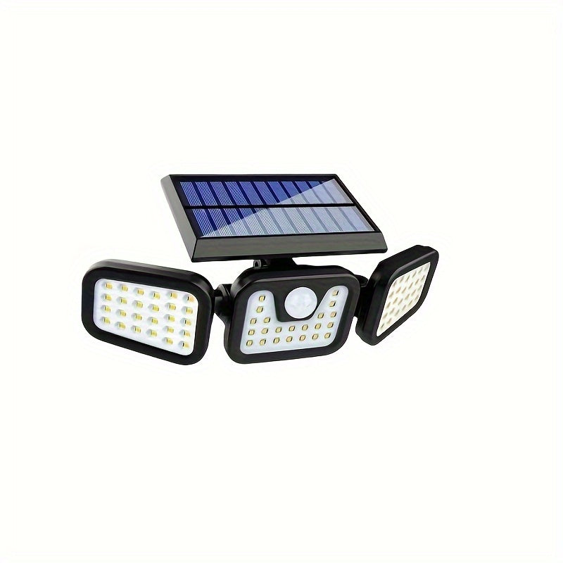 Lámpara de pared LED solar con tres cabezales separados, sensor exterior, impermeable IP55, patio, iluminación, lámpara de pared, luz de emergencia-9