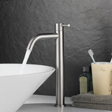 1pc Grifo de Acero Inoxidable para Lavabo de Baño - 11.42" Extendido, Agua Fría Única, Núcleo de Válvula de Latón, Perfecto para Cocina y Tocador