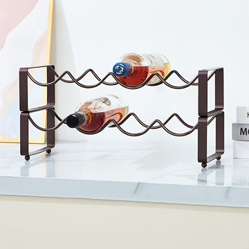 1 estante de vino plegable - Soporte de exhibición de vino de hierro pulido con diseño elegante y curvo, perfecto para decoración de bar en casa o cocina, mantiene varios botellas seguras, decoración de vino