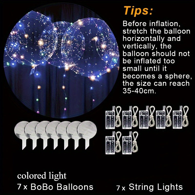 7 globos de burbujas LED que brillan, decoraciones multifuncionales para celebraciones, adecuadas para cumpleaños, aniversarios, Día de San Valentín, Navidad y eventos de verano.