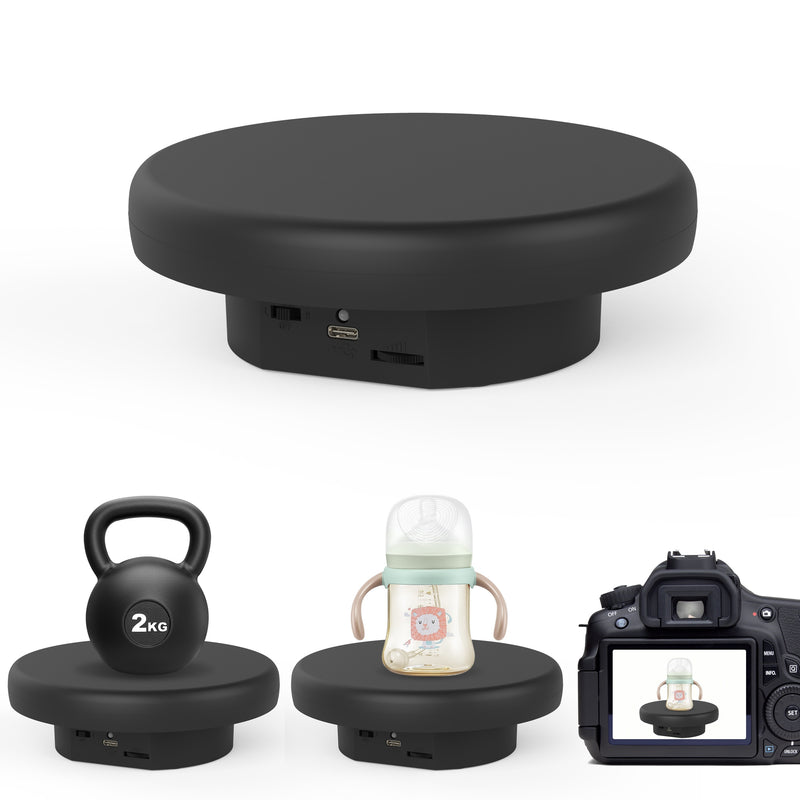 1pc Estilo Clásico de Plataforma Giratoria Eléctrica, Base Giratoria Ajustable de 360 Grados para Fotografía, Joyería, Modelos 3D, Reloj, Pastel - Soporte de Exhibición Rotativo Motorizado con Alimentación USB