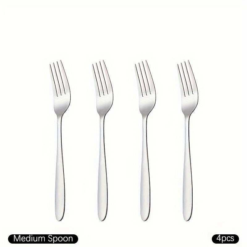4 piezas/8 piezas tenedores de mesa de acero inoxidable, tenedores para comer con mango largo, tenedores para carne, tenedores para fruta