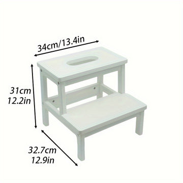 Taburete multifuncional de madera maciza blanco