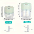 Picadora Eléctrica de Ajo Recargable USB - 100ml/250ml Fuerte y Duradera con 1500 RPM para Chile, Jengibre, Verduras con Bloqueo de Seguridad, Tapa Transparente & Diseño Fácil de Limpiar, Electrodoméstico Compacto, Herramienta de Preparación de Alimentos