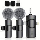 Micrófono inalámbrico de 3 en 1, claro, mini, adecuado para for iphone con enchufe de luz, teléfonos Android/computadoras/laptops, micrófono con doble clip de cuello con enchufe USB-C/3,5 mm, utilizado para grabación de video, vlogging, transmisión en vi