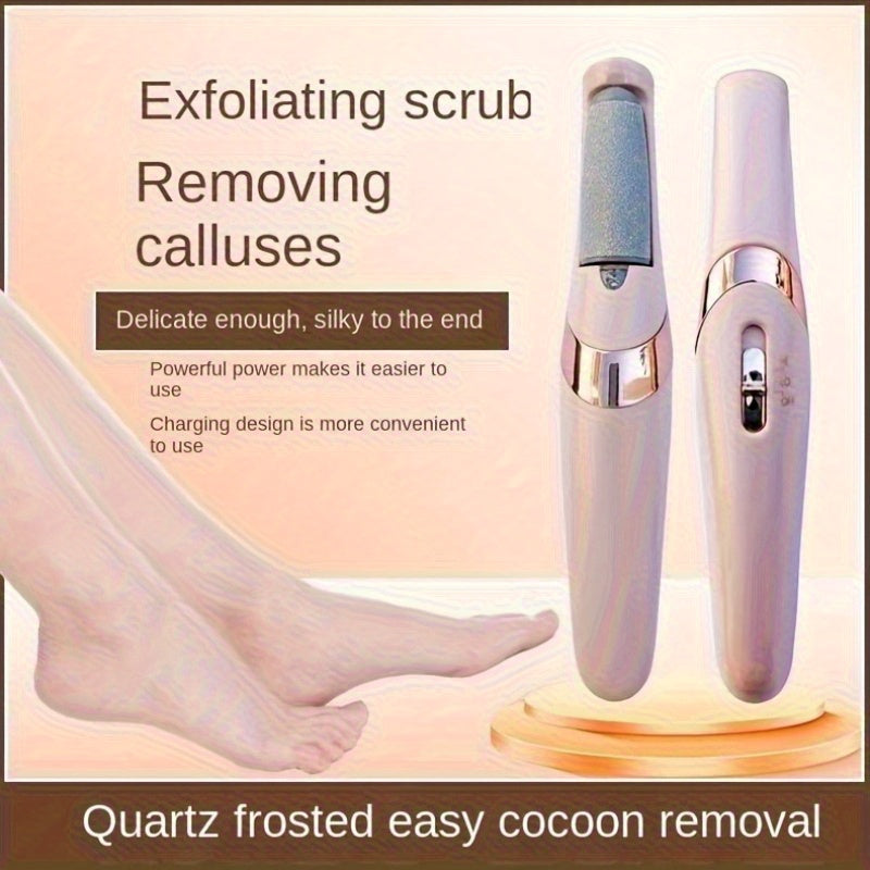 Exfoliador Portátil Recargable para Pies con 2 Cabezales de Molienda y 2 Velocidades, Iluminación Automática - Dispositivo Duradero en ABS sin Batería, Exfoliante Sin Dolor USB para Pies Suaves