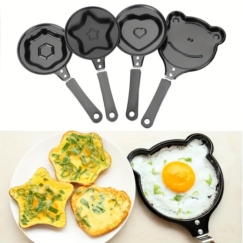 1pc Olla para freír huevos, Mini olla para freír huevos para el desayuno, Olla para freír huevos de dibujos animados de variedades variadas, Olla para huevos antiadherente en forma de corazón, Sartenes para tortillas de varias formas, Utensilios de cocin