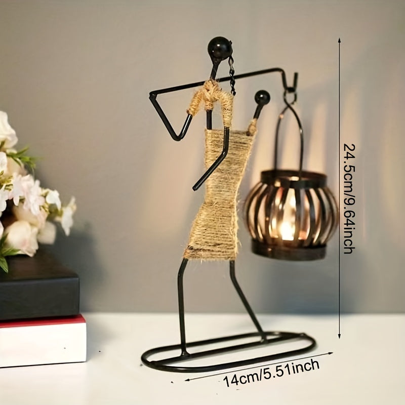 1 Pieza, Candelabro De Metal Con Diseño De Personaje De Mujer, Decoración Navideña, Candelabro Navideño