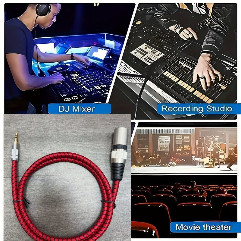 Cable de audio masculino XLR 3,5 mm de alta calidad, adecuado para teléfonos inteligentes, computadoras, tarjetas de sonido, micrófonos y altavoces - Diseño redondo duradero con conector de tablero suave