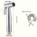 Kit de Ducha Manual de Alta Presión - Pistola de Limpieza para Baño de Acero Inoxidable con Manguera de 2 Metros y Conector en T de Una Entrada Dos Salidas, Soporte Montado en la Pared Sin Taladro, Cabezal Autolimpiante Resistente para Inodoro/Ducha/Masc