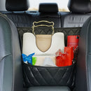 Organizador de asiento de coche de cuero falso de lujo, montaje colgado espacioso para asiento trasero con múltiples compartimentos, ideal para coches familiares, viajes y uso diario