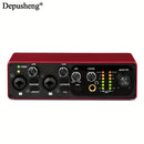 Interfaz de audio profesional DEPUSHENG de 2 canales - Grabación de 24 bits/196 kHz, interfaz XLR, alimentación fantasma, USB-C, aleación de aluminio, ideal para streaming de PC/Win/Mac y grabación de música, tarjeta de streaming de música | Tarjeta de s