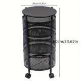 1pc Estantería clásica redonda giratoria de metal, Organizador de estantería abierta de varios niveles para cocina, Canasta de frutas y snacks autónoma, Sin energía ni batería necesaria, Construcción de metal