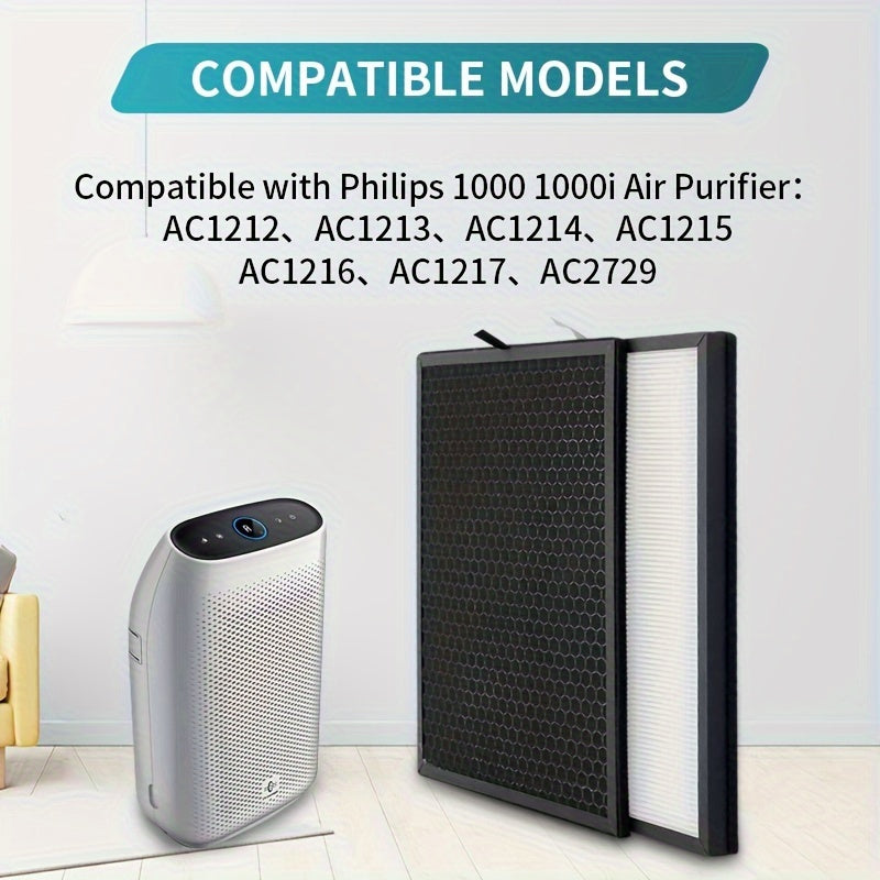 Juego de Filtros de Repuesto de Carbón Activo FY1413/40 y HEPA FY1410/40 Compatible con la Serie de Purificadores Phil-lips 1000 1000i, Reemplaza AC1214 AC1215 AC1217 AC2729