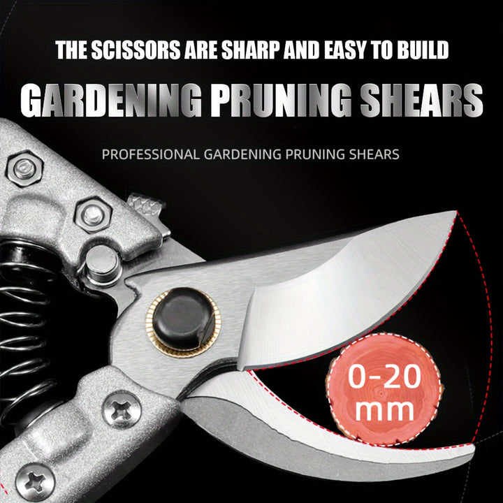 Tijeras de poda de jardín profesionales de estilo clásico, con cuchillas de acero de alta calidad afiladas, diseño ergonómico con asa roja, antideslizantes, operación manual, ideales para el mantenimiento de árboles frutales y jardines, tijeras de jardín