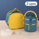 1 juego de lonchera reutilizable de acero inoxidable con bolsa y utensilios, termo portátil de gran capacidad ideal para escuela, picnics, camping, estudiantes, trabajadores y cocina, regreso a clases