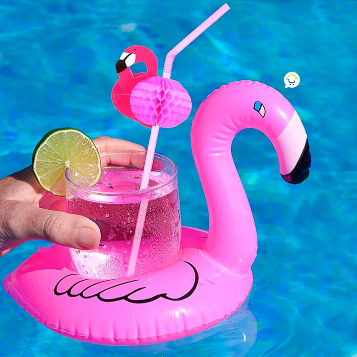 Flotadores Portavasos Tropicales x12 Variados Inflables Piscina XPV