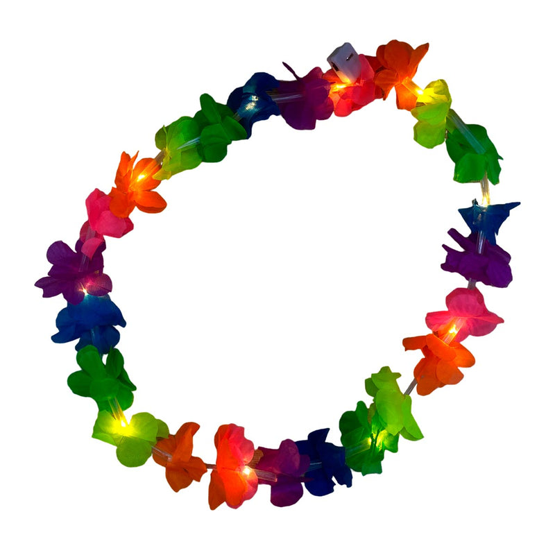 Collar Feria de Flores x12 Hawaiano con Luces LED CHWX12