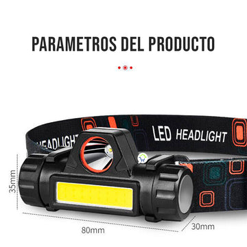 Linterna Minera LED USB 2 Modos Faro Luz Manos Libres BY101